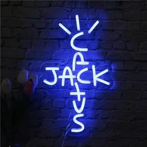 Accents | Cactus Jack Bright Vivid Neon Led Blue Wall Sign For Room Decor  94x157 Usb | Poshmark